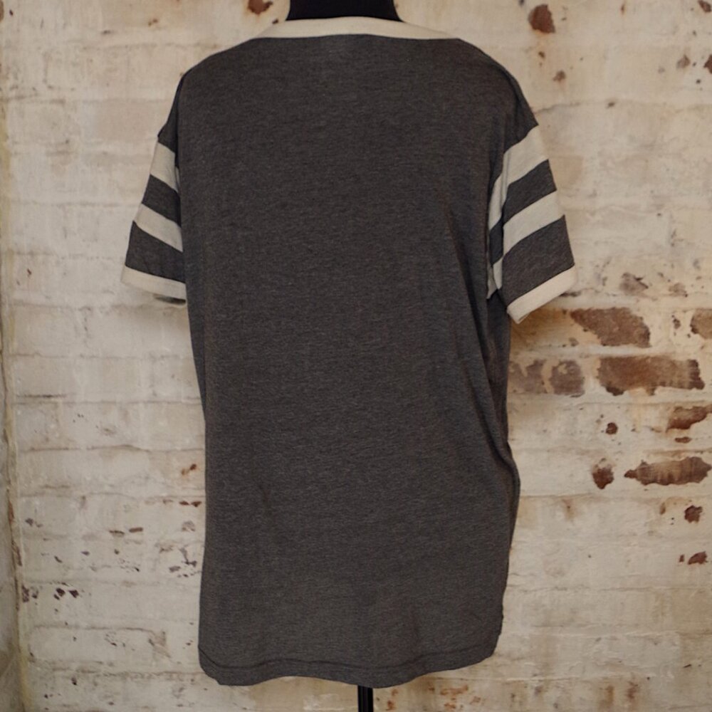 VS PINK Gray Yellow Logo Ringer Tee - Picture 5 of 5